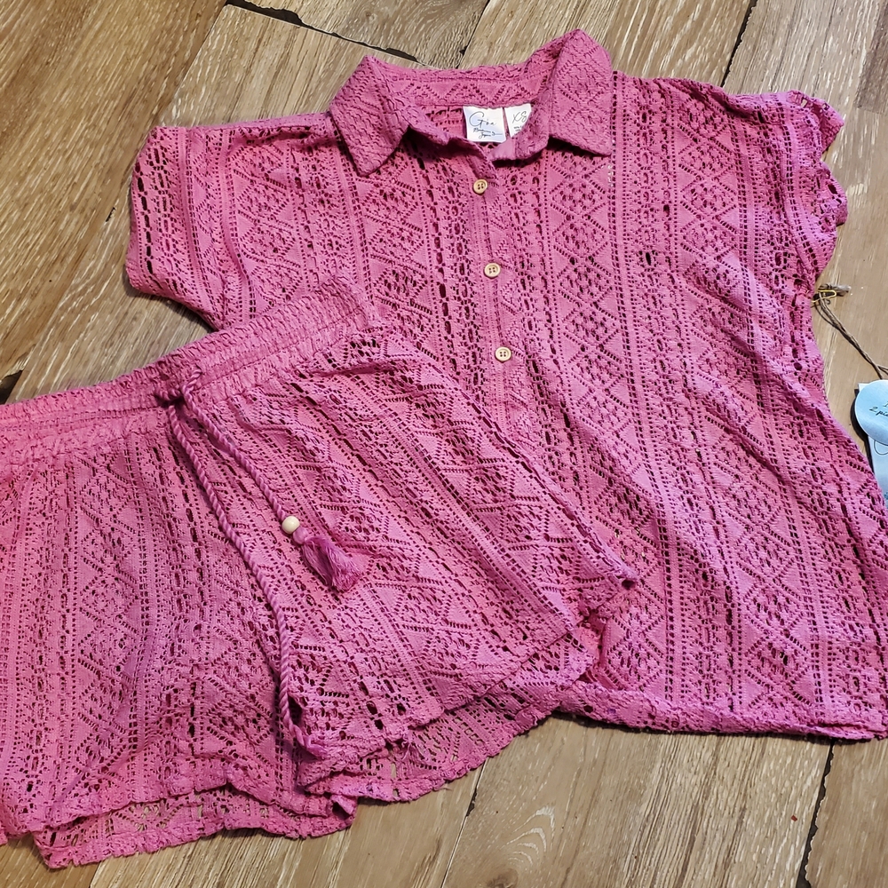 Goa Beachwear By Japna Pink Button Down Shirt with Classic Design